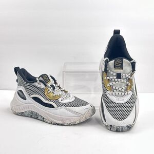 Under Armour Curry 3Z 24 Basketball Shoes Youth Kids 1Y White Gold Mesh Sneakers